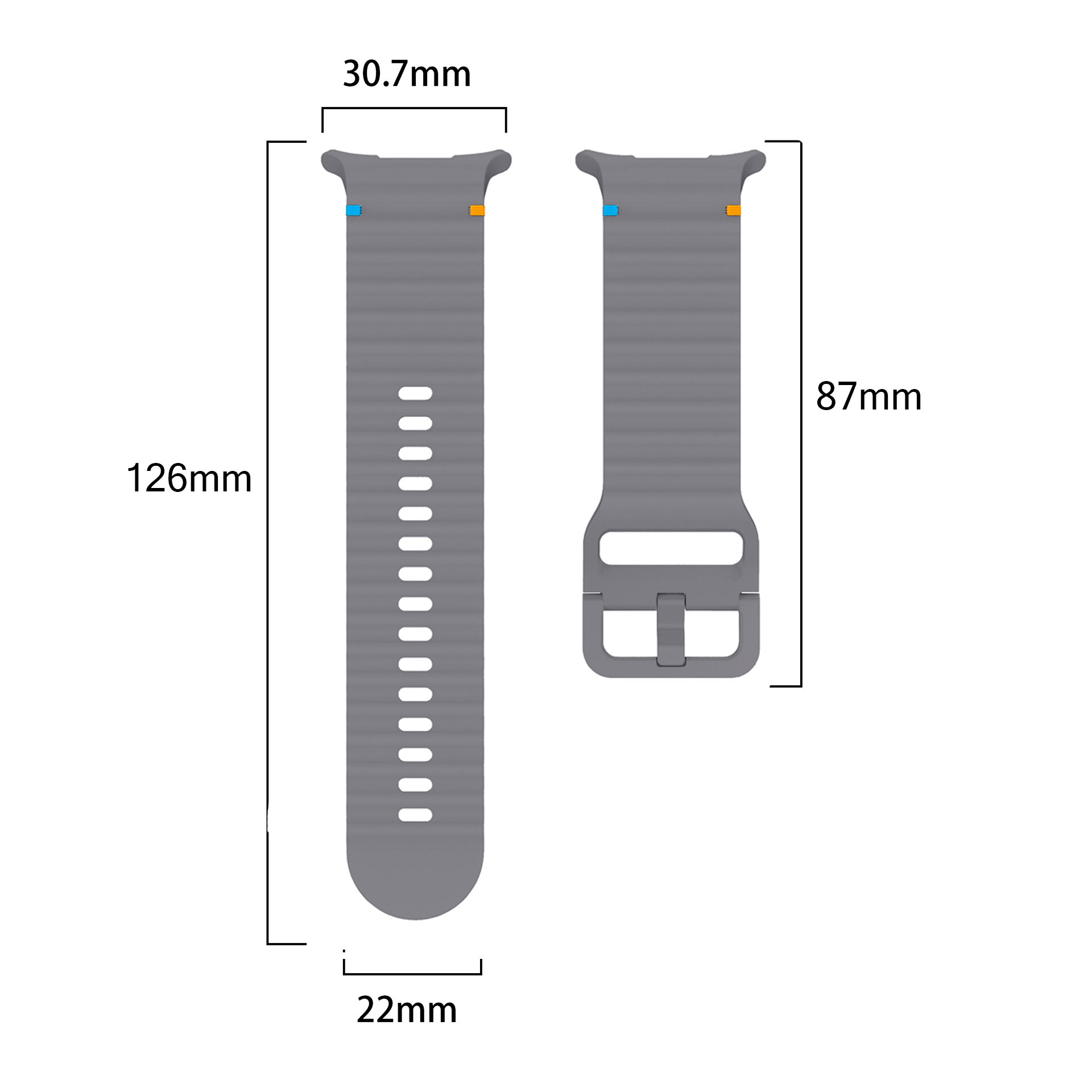 sylikonovyj-reminecz-seven-pro-dlya-samsung-galaxy-watch-8-9-temno-siryj-22mm-6 Силіконовий ремінець Seven Pro для Samsung Galaxy Watch 8 / 8 Classic / 9 - темно-сірий